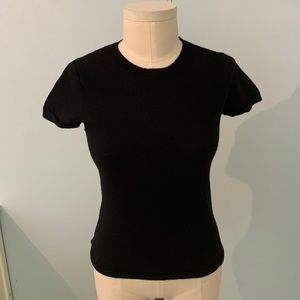 Banana Republic Extra Fine Italian Merino Wool Black Crew Neck Short Sleeve